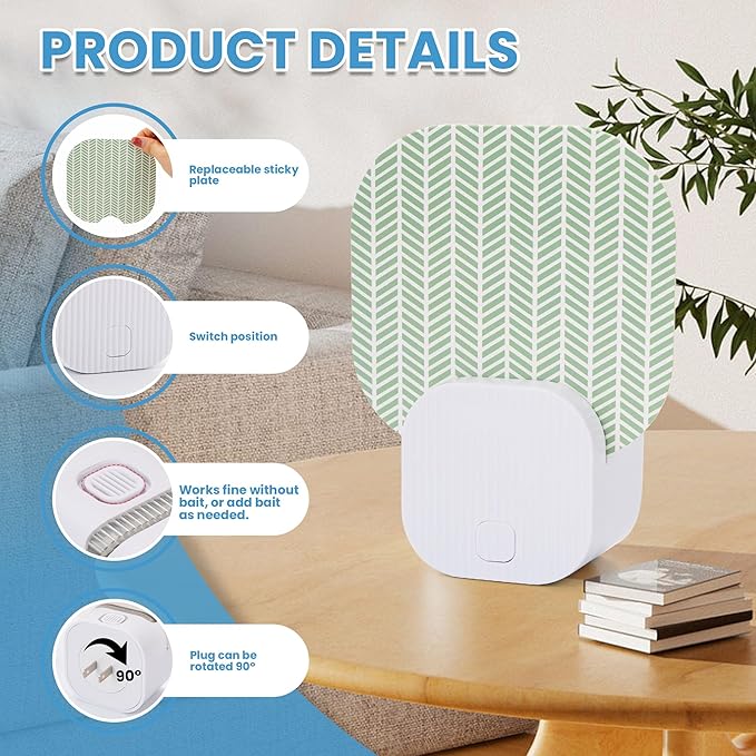 Fly Trap Indoor(1 Device + 3 Glue Cards), Mosquito Trap for Mosquito, Flies, Fruit Flies, Moths, Gnats, gnat Traps for House Indoor