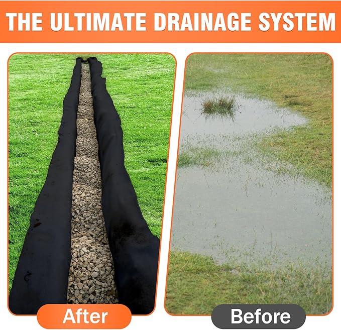 8oz 6FTx300FT Non Woven Geotextile Fabric for French Drains, Landscaping, Underlayment, Weed Control, Construction, Erosion Control