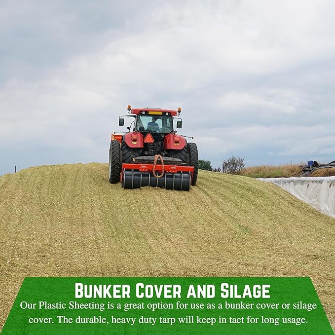 Farm Plastic Supply - Silage Tarp Black/White Plastic Sheeting - 8 Mil - Heavy Duty Polyethylene Plastic Tarp for Silage Cover, Bunker Cover for Farming, Agriculture, Ground Covering (40' x 25')