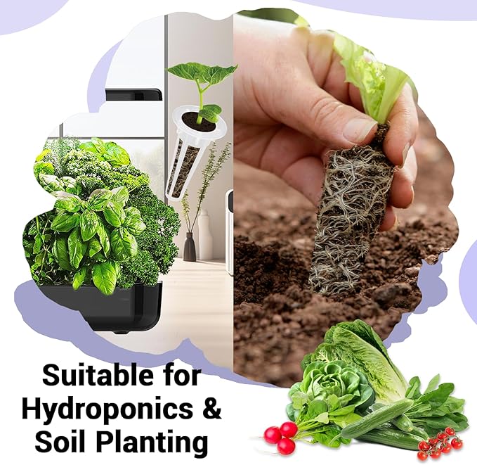 Salad Seed Pods, Grow Anything Kit for All Hydroponics Growing Systems, 8 Pods with 600+ Seeds of Red Cherry Tomato, Butter Head, Romaine, Spinach, Mini Cucumber and Radish