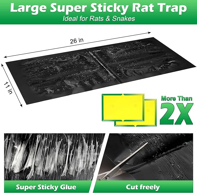 36 Pack Super Sticky Rat Traps, Sticky Mouse Traps, Sticky Snake Traps, Mice Mouse Rat Glue Traps, Sticky Glue Traps for Mice Rats Snakes Roaches Indoor Home Outdoor Kitchen, Easy to Set (26" x 11")