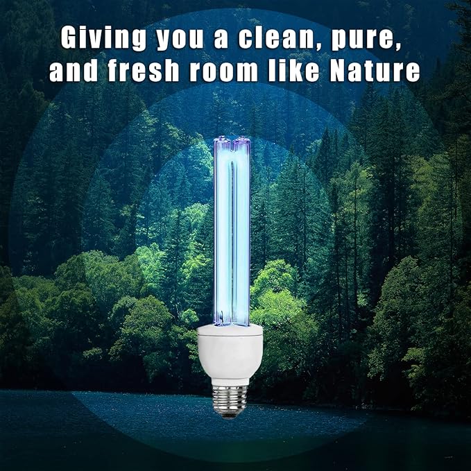 BAIMNOCM 2 Pack UV Light Bulb with Ozone 25 Watt UVC Bulb 185nm/254nm E26 2 Count