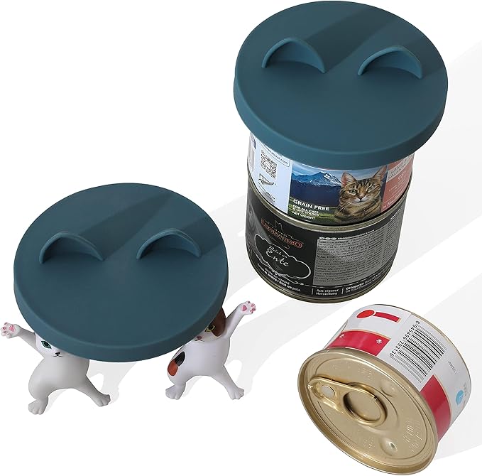 OHMO 3 Pack Dog Food Can Lids, (3, 12, 14oz etc.) Universal Size Silicone Covers for Cat and Dog Food, Dark Blue