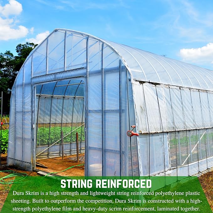 Farm Plastic Supply - String Reinforced 4 Year UV Resistant 10 mil Clear Greenhouse Plastic Sheeting - 4 Year UV Resistant Polyethylene Greenhouse Film, Hoop House Green House Cover (24' x 40')
