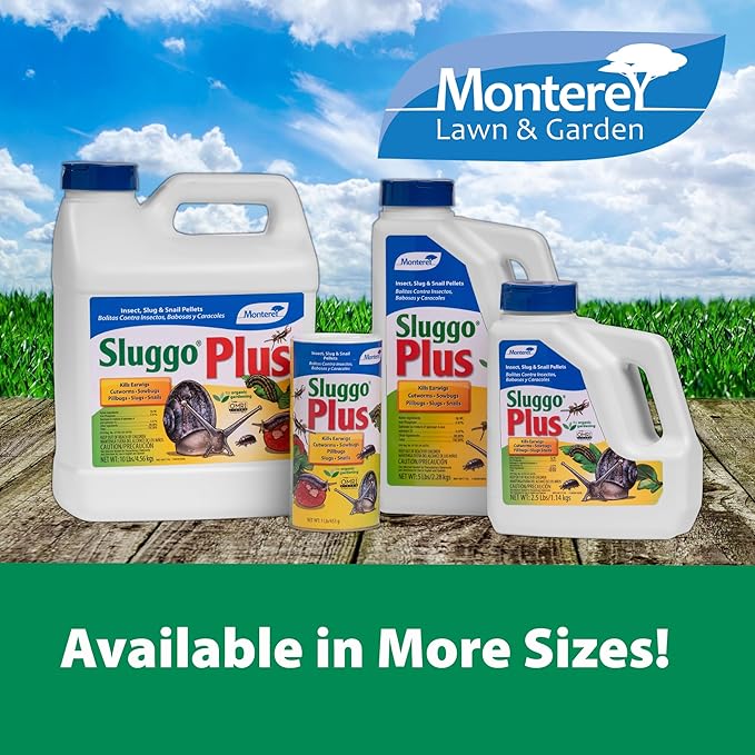 Monterey Sluggo Plus Bundled with Measuring Spoon - Snail & Slug Killer, Plus Controls Other Insects, OMRI Listed for Organic Gardening - 5 lb jug
