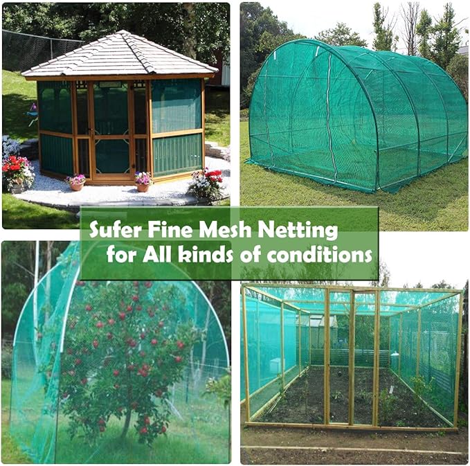 Garden Barrier Netting, Plant Covers 10x33ft Extra Fine Mesh 30% Green Sunblock Shade Cloth Mesh Protection Netting for Vegetable Fruits Flowers Crops Row Cover Raised Bed Screen Against Birds Animal