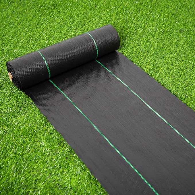 Garden Weed Barrier Landscape Fabric,Weed Block Fabric Heavy Duty 3.2OZ,Woven Mulch for Landscaping Ground Cover Weed Control Fabric, Black Garden Bed Liner (1.4ft x 50ft)