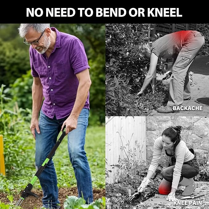 MAZING 3-Claw 39" Weed Pulling Tool, Ergonomic D-Handle Weeding Tool with Long Handle for Effortless Garden Weed Removal, Stand Up Weeder Weeding Tool for Lawn, Yard, Garden, Crabgrass