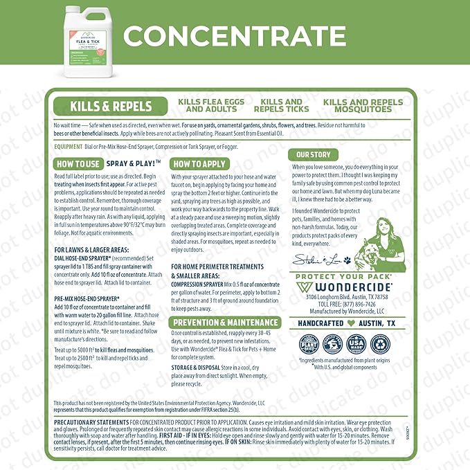 Wondercide - Flea, Tick, and Mosquito Yard Spray Refill Starter Kit - Powered by Natural Essential Oils – Insect Killer and Repellent - Lawn Treatment - 32 oz Ready to Use and 16 oz Concentrate