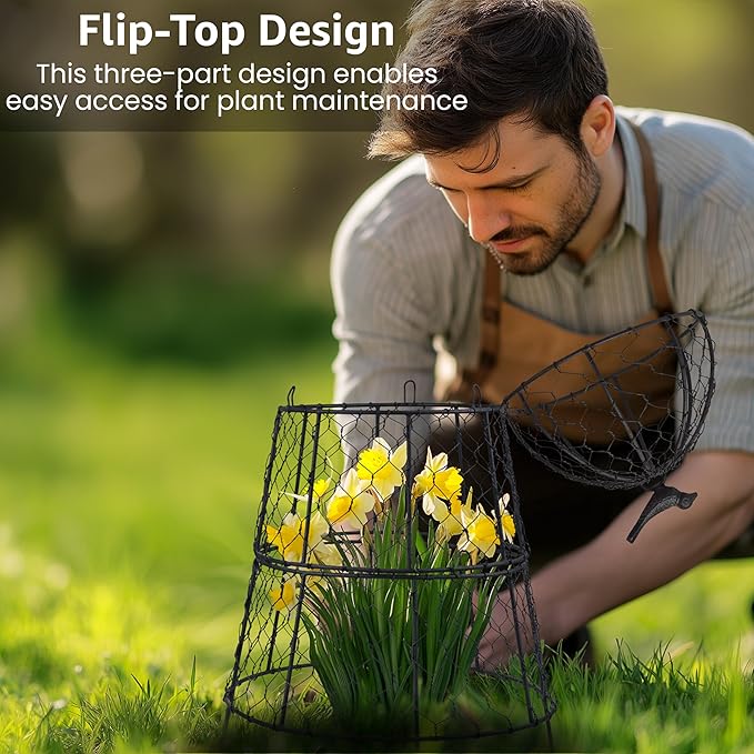 Pack of 6 Heavy-Duty Chicken Wire Plant Cloches – Rustproof Garden Protectors and Plant Cages for Vegetables and Flowers – Safeguard Plants from Deer and Critters – 20” x 12”