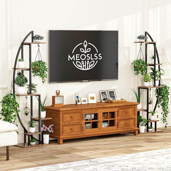 Plant Stand Indoor With Grow Lights, Plant Stand Indoor Tall, Metal Plant Stands Indoor Clearance, Tree Shaped Plant Rack Indoor (BlackMoon)