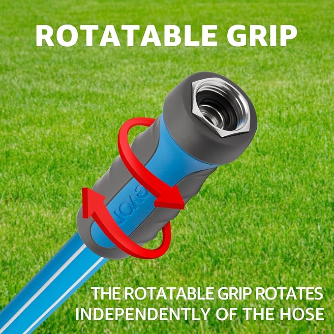 Fevone Garden Water Hose with Solid Aluminum Fittings for Patio & Garden, Drinking Water Safe, 5/8" x 12 ft