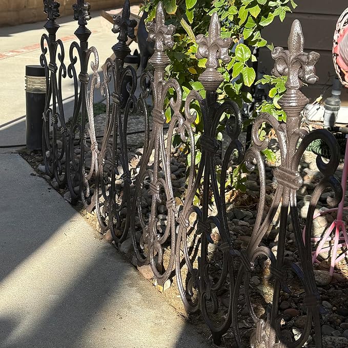 Ornate Cast Iron Garden Edging Fence(28" Tall) - 2 Pack Heavy Duty Metal Border for Lawn, Patio & Landscaping HC8775