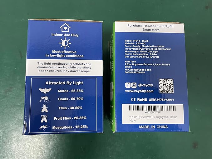 VEYOFLY Fly Trap Indoor, Fruit Fly Traps for Indoor, (1 Device + 3 Refills) Gnat Traps for House, Fly Catcher, Plug in Light Flying Insect Trap, Bug Light Killer, Fly Trap