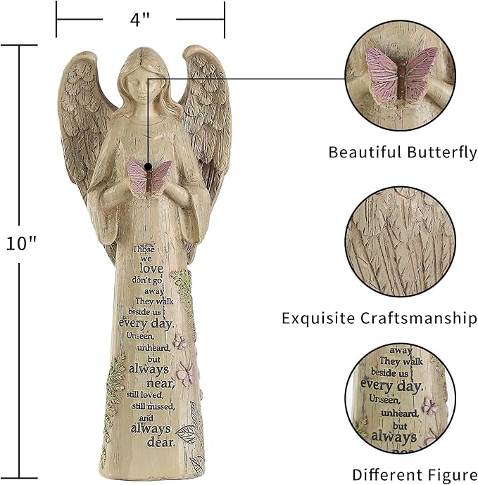 DUSVALLY 10" H Resin Angel Statue, Garden Figurine Outdoor Decoration Waterproof Sculpture for Yard Lawn Porch, Healing Gift