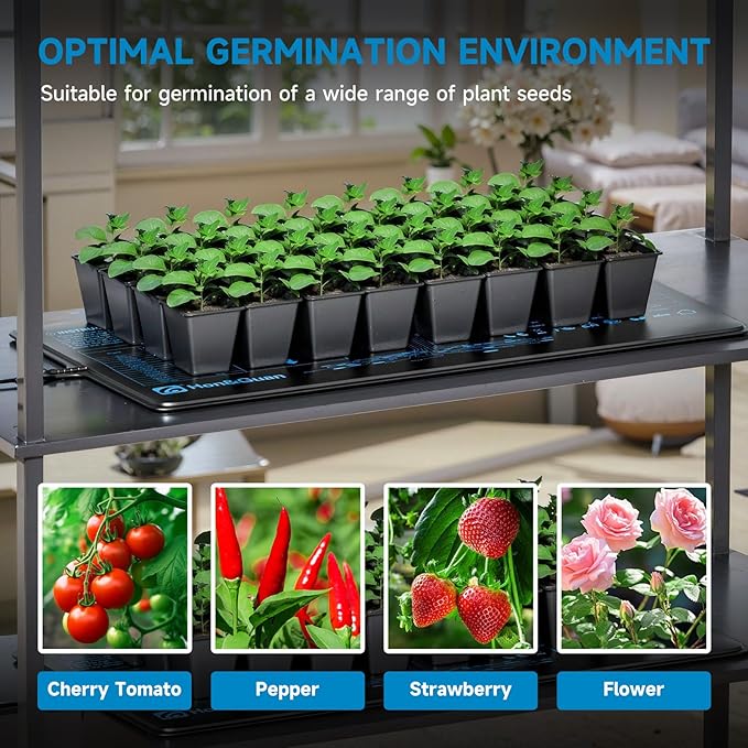 2 Packs Hon&Guan 10"x 20.75" Seedling Heat Mat with Digital Thermostat Combo Set,Waterproof Plant Heating Pad for Germination,Indoor Gardening,Greenhouse