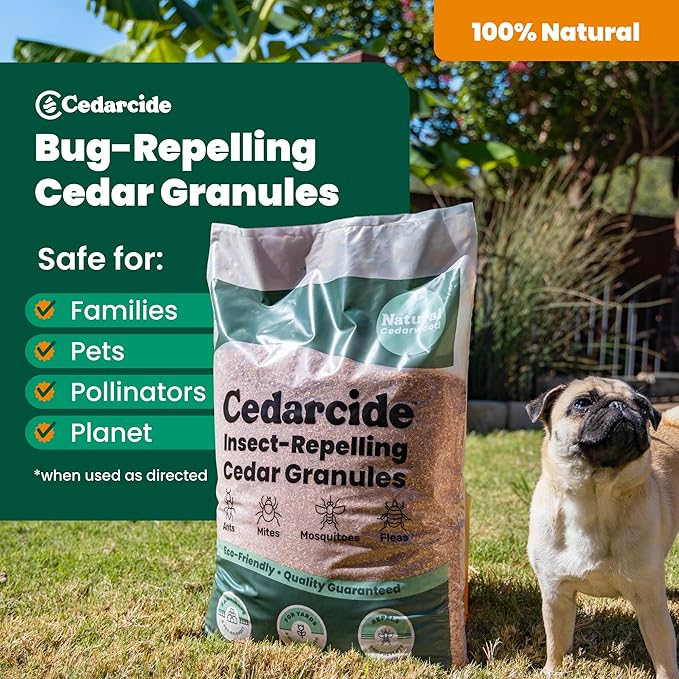 Cedarcide Lawn, Home & Garden Cedar Granules | Repels Fleas, Ticks, Ants & Mosquitoes | Smells Great, Easy to Use | Family & Pet Safe | 2 Bags (16 Lbs)
