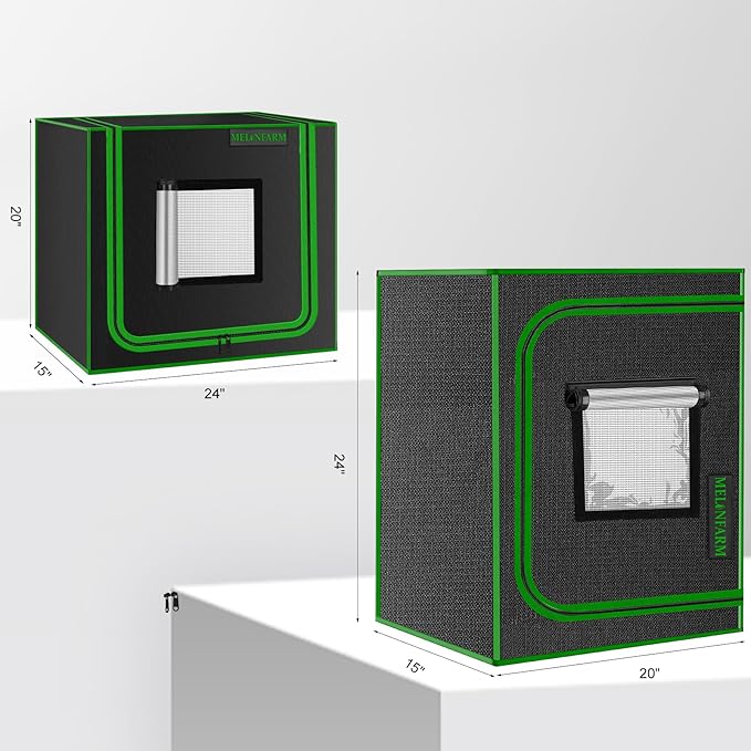 MELONFARM Small Grow Tent for Aerogarden,24”x16”x20” ,Hydroponics Growing System ,Highly Reflective 600D Diamond Mylar Canvas with Ventilation window and Floor Tray for Hydroponic Indoor Plant Growing