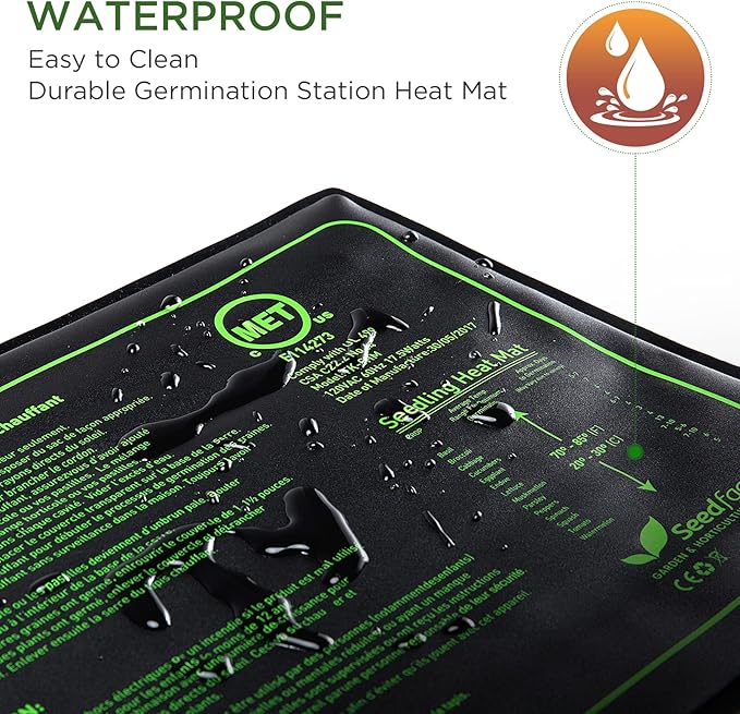 Seedfactor MET Certified Seedling Heat Mat, Adjustable Temperature, Waterproof, Durable Germination Station, Warm Hydroponic Heating Pad, Indoor Home Gardening, 48" X 20"