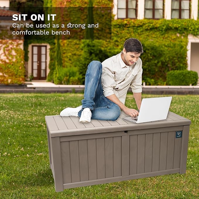 Heavy Duty Storage Box,Large Capacity Outdoor Storage Box is Made of Resin for Outdoor, Patio or Indoor Use.