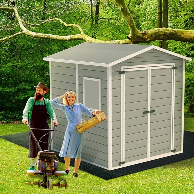 Haull Outdoor Storage Shed Floor Moat Waterproof Outdoor Carport Mat Thickened Soft Patio Furniture Pad Washable with Non Slip Backing, Storage Shed Not Included(3 x 3 ft)