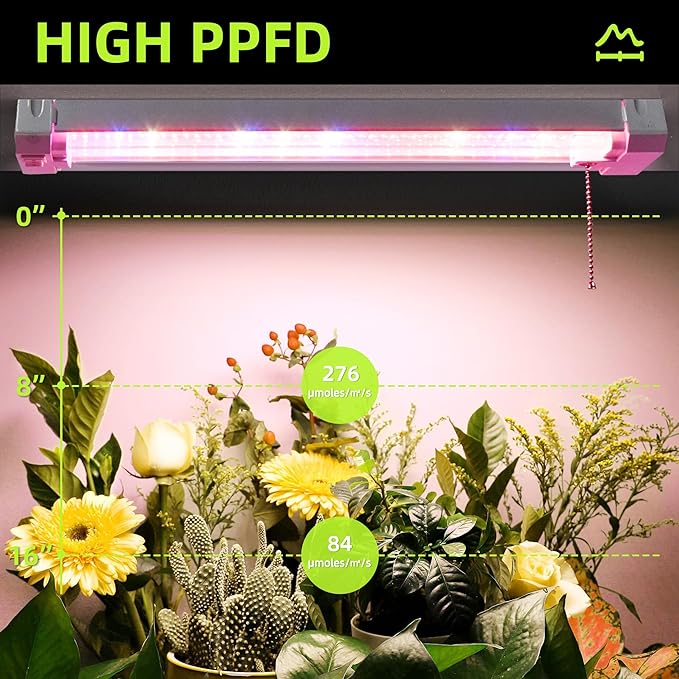 Hlite16inch Adjustable Full Spectrum Plant Growing Lamps- Linkable Grow Lights for Indoor Plants Plug and Hanging Design with On/Off Switch Hanging Grow Light from Seedling to Flowering,White