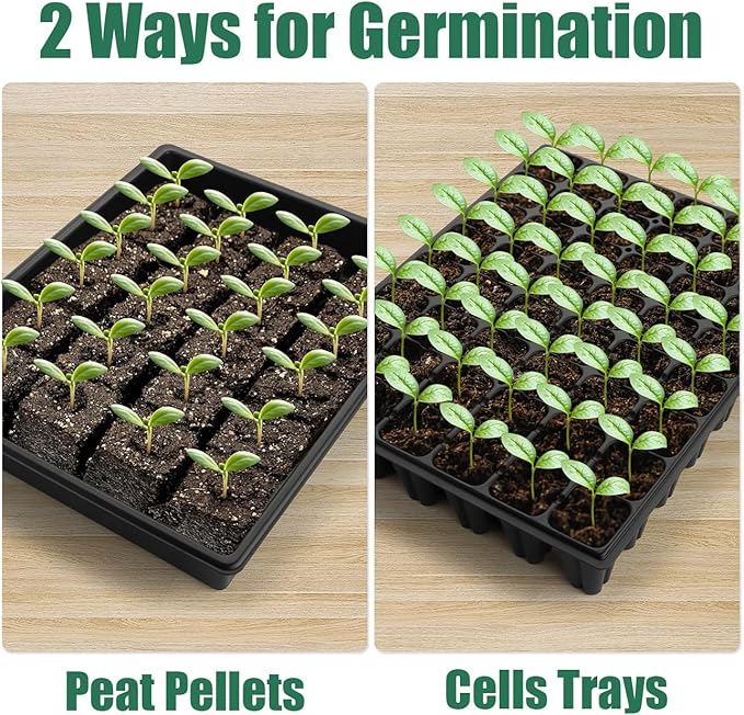 5-Pack No Drip Seed Starter Trays with 4" Humidity Dome - 240 Cells Deep Root Plug Trays, 2.76" Depth for Strong Roots Perfect for Vegetables, Herbs, Flowers & Plant Propagation, Gardening Supplies