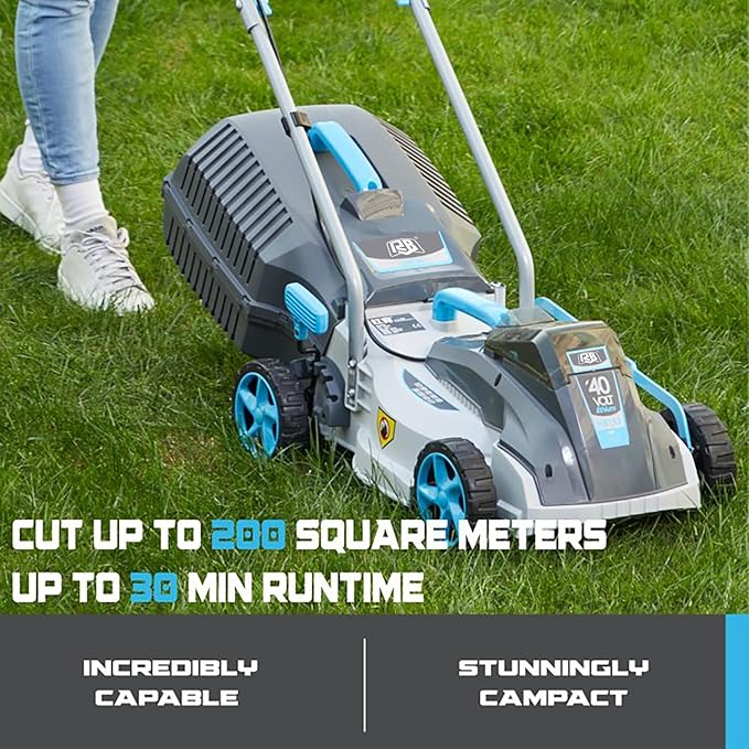13“ Cordless Lawn Mower, 13 Inch Lightweight Lawn Mower, 40V Lithium-ion Lawnmower w/Brushless Motor, 5 Cutting Heights Adjustable -Low Noise 2 in 1 Push Mower with 2.0ah Battery & Charger