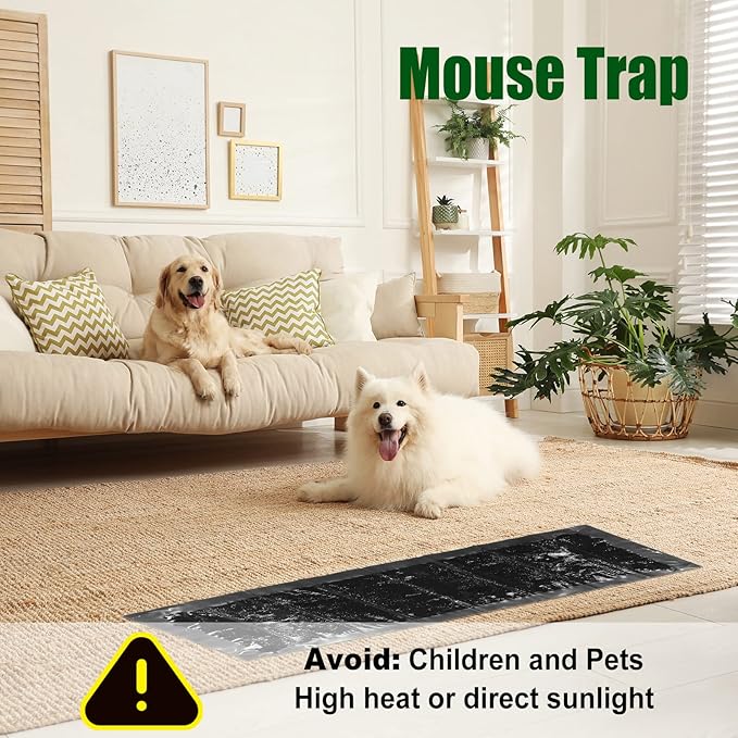 Qualirey 12 Pack Large Sticky Mouse Trap 24 Inch Sticky Rat Glue Roach Indoor Pest Control for Trapping Snakes Rats Spiders Roaches in Restaurant Kitchen House Supplies (Black)