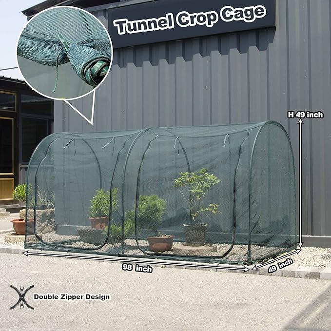 Large Tunnel 8.2'x4' Plant Netting Cover 4FT Tall Crop Cage Netting Pest Guard Cover for Vegetables Fruits Durable Gardening Net for Plant and Animal