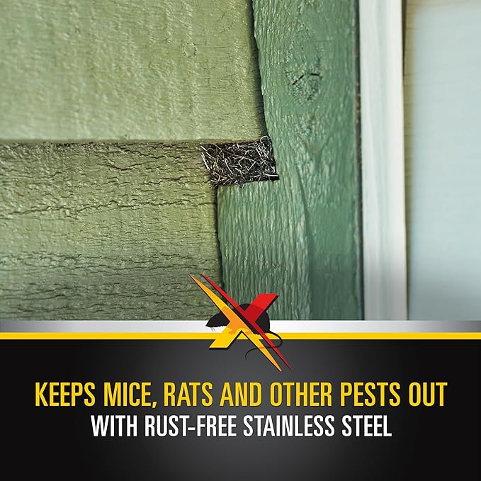 Xcluder Rodent Control Fill Fabric, Large DIY Kit with Inspection and Fit Tool, Stainless Steel Wool, Stops Rats and Mice