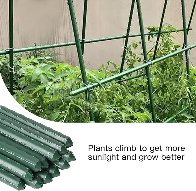 Garden Stakes 4ft, Metal Plant Stakes 4 Feet 30 Pack for Gardening and Farm, 48" Plastic Coated Plant Support for Tomato, Cucumber, Bean, Flower, Potted and More Climbing Plants