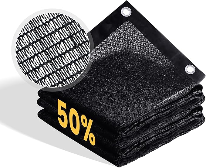 VICLLAX 50% Shade Cloth, 6x17FT Durable Black Mesh Trap with Every 3 FT Grommet, Sun Shade Fabric Netting for for Plants Cover, Greenhouse, Chicken Coop, Barn Kennel, Garden Patio