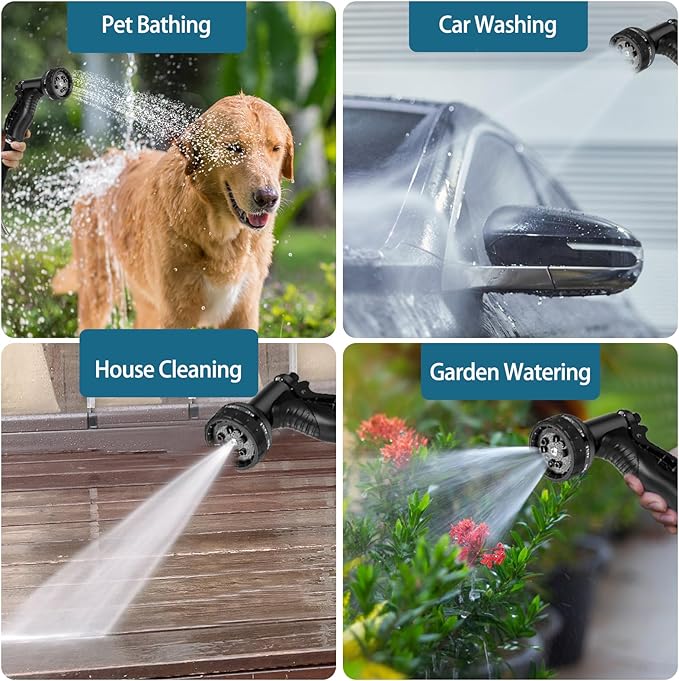 Stainless Steel Garden Hose 75ft Heavy Duty Metal Water Hoses with 10 Function Water Hose Nozzles for Yard Outdoor