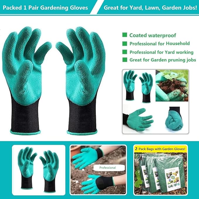 Professional 2-Pack 80 Gallon Large Yard Garden Bags (D26, H33 inch) W/Gardening Gloves for Yard Waste,Leaf Bags,Lawn Debris Bag,Garden Trash Container,Recycle Bin,Grass Clippings,Weeds Bag 4 Handles