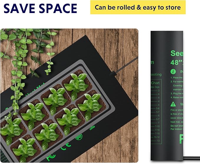 iPower 48” x 20.75” Seeding Heat Mat Upgraded Carbon Film Indoor Warm Hydroponic Plant Germination Starting Pad Durable Waterproof