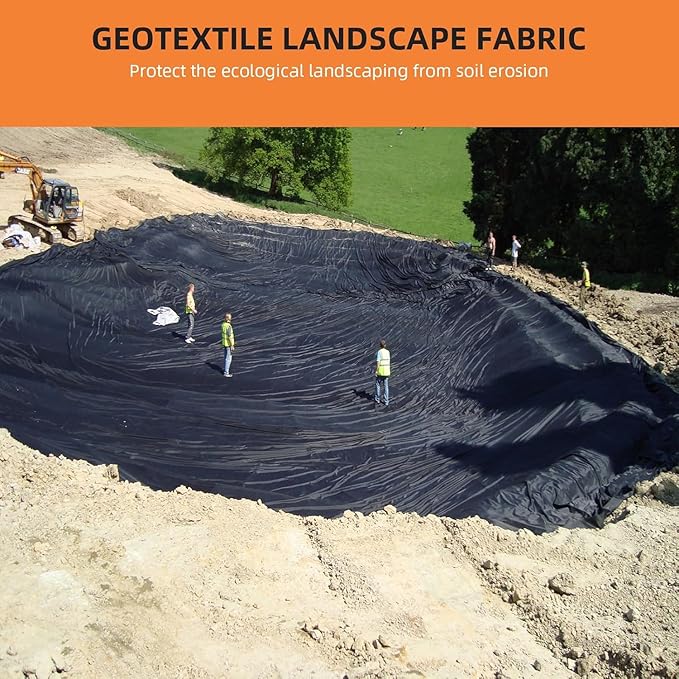 GAOMON Geotextile Landscape, 3ft x 300ft & 6oz Geotextile Fabric, PP Drainage 350N Tensile Strength & 440N Load Capacity, for Driveway & Road Stabilizationr, Erosion Control, French Drains, Black