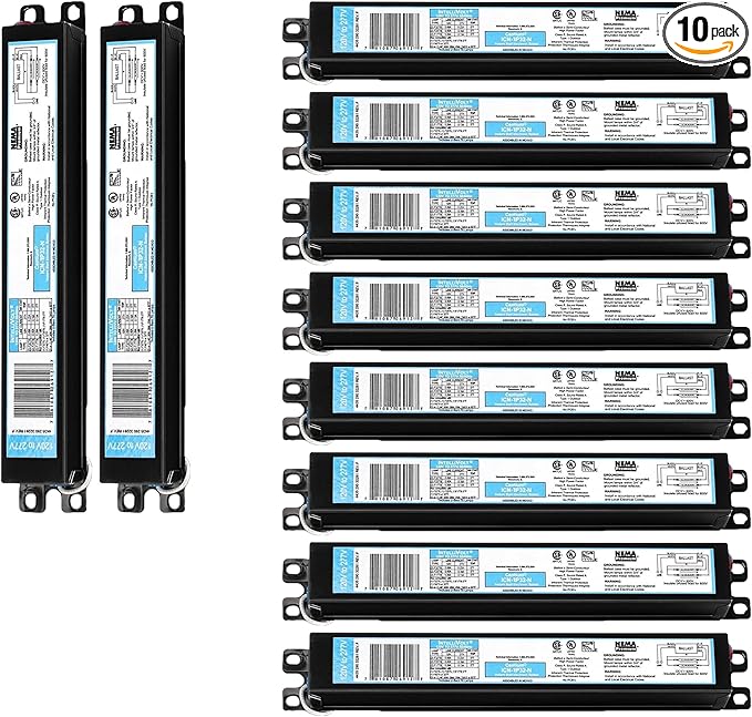 ICN1P32N, 120-277V, 50-60Hz Input Frequency, Solid Wire Type, Instant Start Centium Electronic Fluorescent Ballast for 1 F32T8 Lamp Type, Indoor/Outdoor Use with Automatic Restart Ballast Box, 10 Pack