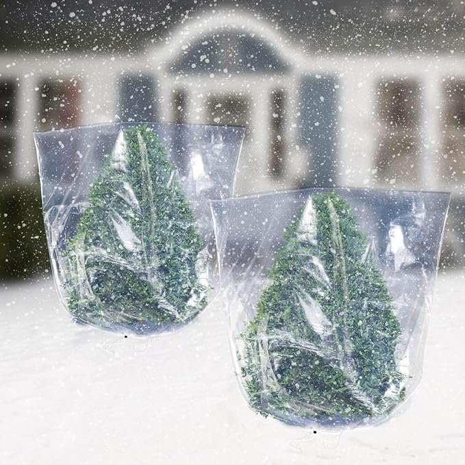 2 Pcs Large Winter Plant Cover Freeze Protection - 47.2" x 70.8" Plastic Plant Frost Bags with Drawstring, Transparent Waterproof Plant Shelter Coverings for Outdoors Garden Plants Shrubs Fruit Trees