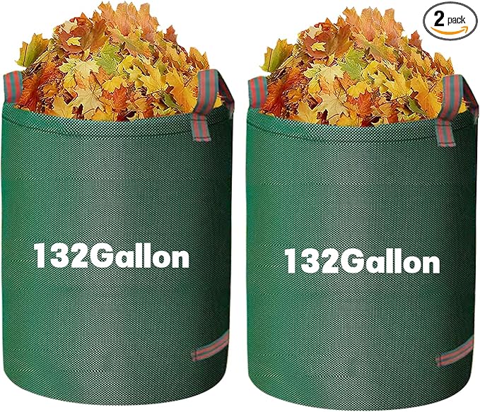 Reusable Yard Waste Bags - 2 Pack, 132 Gallon Large Yard Waste Bag with Reinforced Handles, Ideal for Grass, Leaves, and Yard Waste - Durable and Garden Waste Bags, Large Leaf Bags Stand Up.
