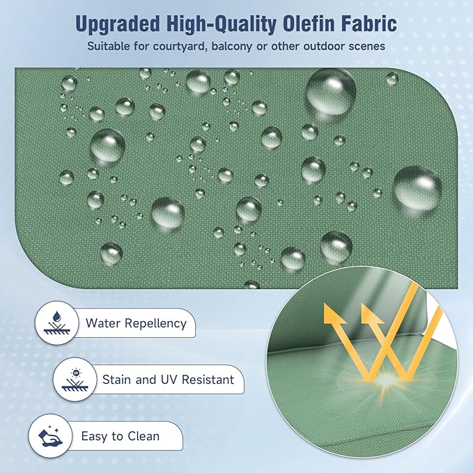 Outdoor Chair Cushions 23" x 24" x 4", Patio Deep Seat Replacement Cushions Set with Zippered Removable Cover, Weather-Resistant Olefin Fabric for Garden Chair Sofa Couch, Green