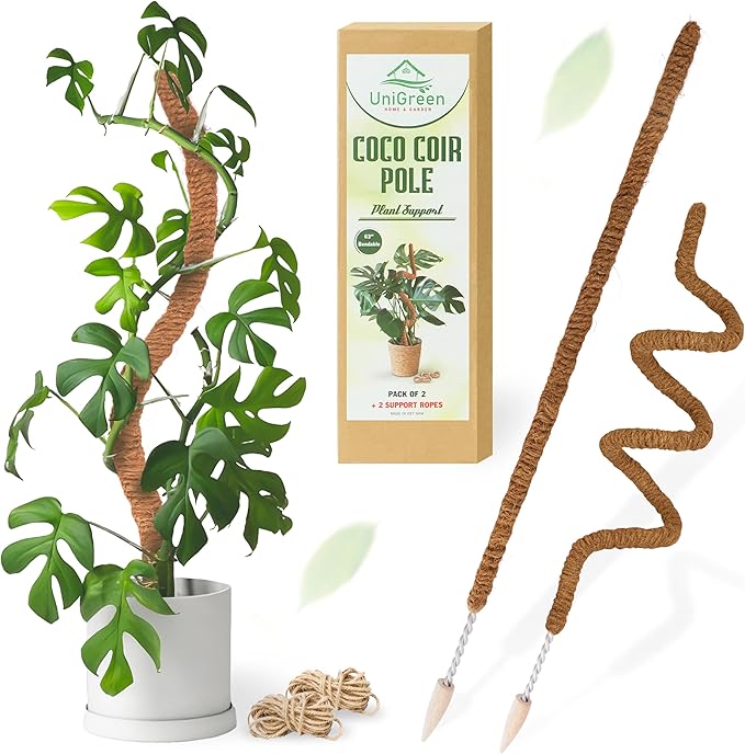 UNIGREEN 2Pack 30'' Premium Bendable Moss Pole - Monstera Plant Support - Plant Trellis Moss Pole for Plants - Moss Poles for Climbing Plants - Plant Sticks Support for Indoor/Outdoor Plants Potted