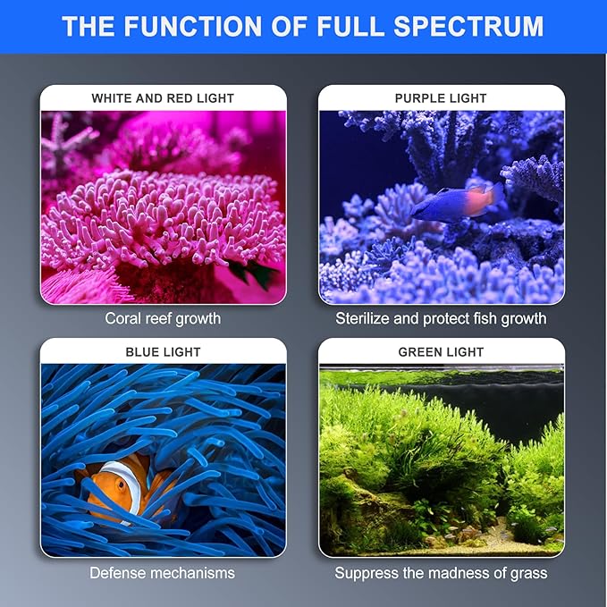 Phlizon 165W Dimmable Full Spectrum Aquarium LED Light Fish Tank LED Reef Decoration Light for Saltwater Freshwater Fish Coral Reef (20"x7"x2.4")