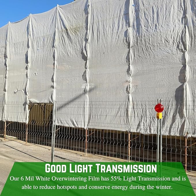 Farm Plastic Supply - 6 Mil White Plastic Sheeting - Overwintering Film, 6 Mil White Plastic Film, Greenhouse Plastic, Durable Plastic Sheeting (40' x 100')