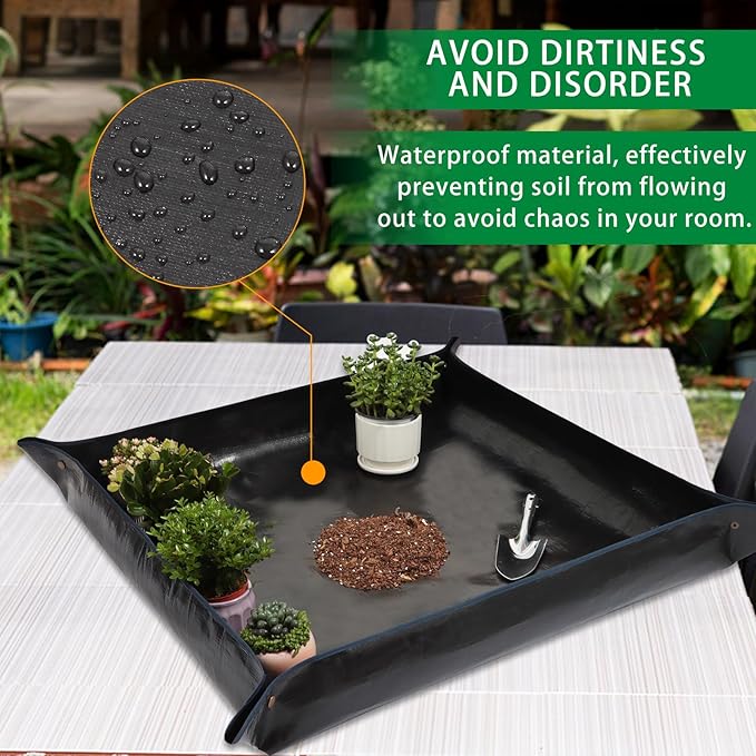 39.4" x 39.4" Large Plant Repotting Mat for Indoor Plants, Portable and Foldable Gardening mat, Waterproof Transplanting Potting Mat in Garden Outdoor