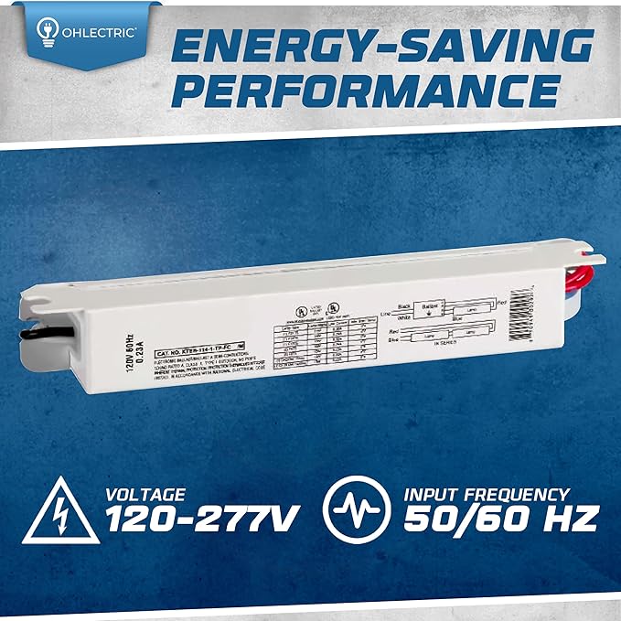 Replacement for Keystone KTEB-114-1-TP-FC 1 Lamp T5 Electronic Fluorescent Ballast with Normal Light Output | 120V Input with Rapid Start Operation | 0.95 Ballast Factor, UL-Approved