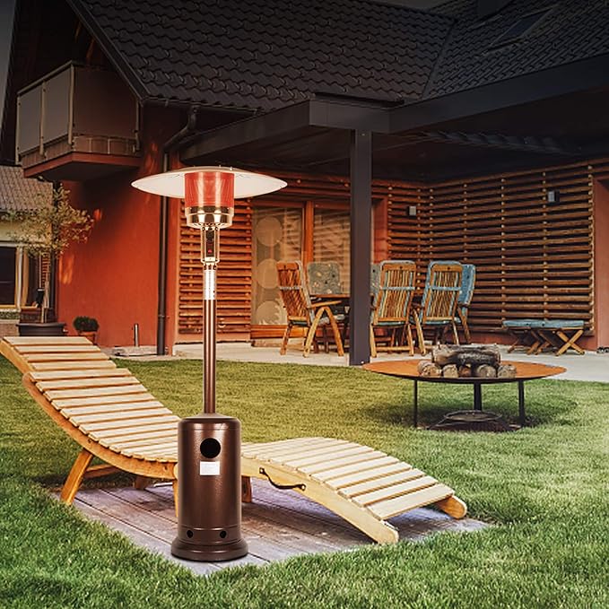 Outdoor Mushroom Heater Patio Propane 48,000 BTU for Outdoor Heating Deck Heater with Umbrella Dome and Wheeled Floor-standing Rust Free for Patio Porch and Backyards