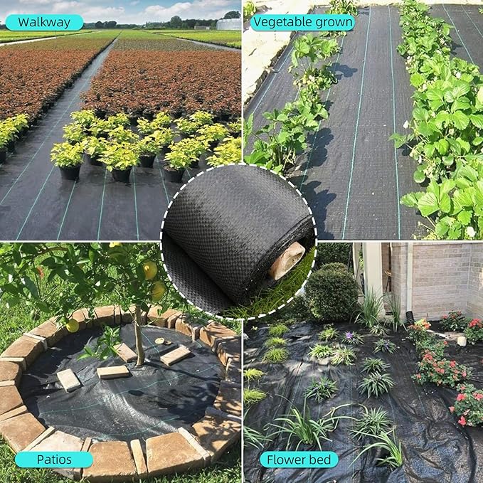 6.5ft x 330ft Weed Barrier Landscape Fabric Heavy Duty, Premium 3.2oz Ground Cover Weed Block Gardening Mat, Easy Setup & Superior Weed Control