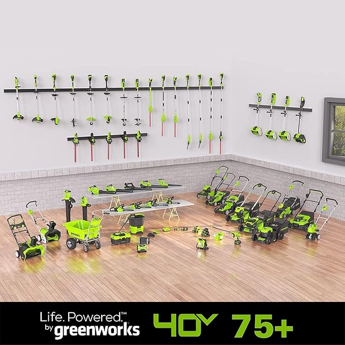 Greenworks 40V 21" Self-Propelled Lawn Mower,Axial Leaf Blower(500 CFM / 120 MPH),13" String Trimmer with 2 Batteries(5Ah+2Ah) & Chargers