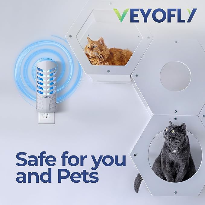 VEYOFLY Fruit Fly Traps for Indoors, Fly Trap Indoor, (2 Device + 6 Refills) Fly Catcher Indoor, Gnat Traps for House Indoor, Fly Trap, Plug in Light Flying Insect Trap, Bug Killer